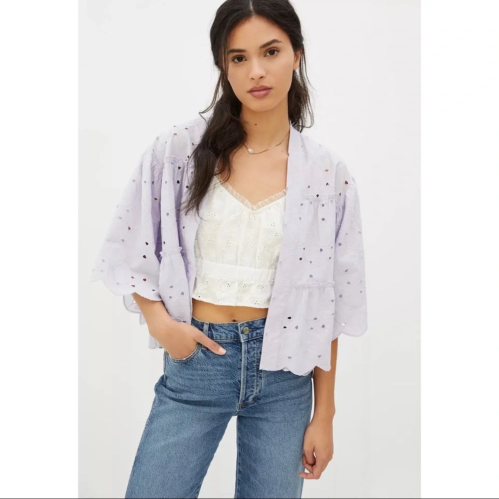 Anthropologie Cropped Eyelet Cardigan NWT - One Size Fits All - Picture 1 of 10
